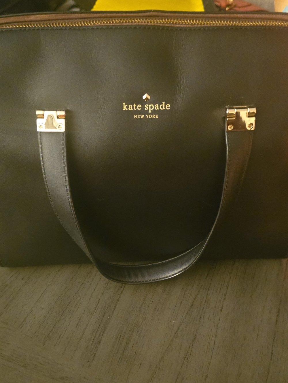 kate spade Black Leather Satchel with Gold Hardware